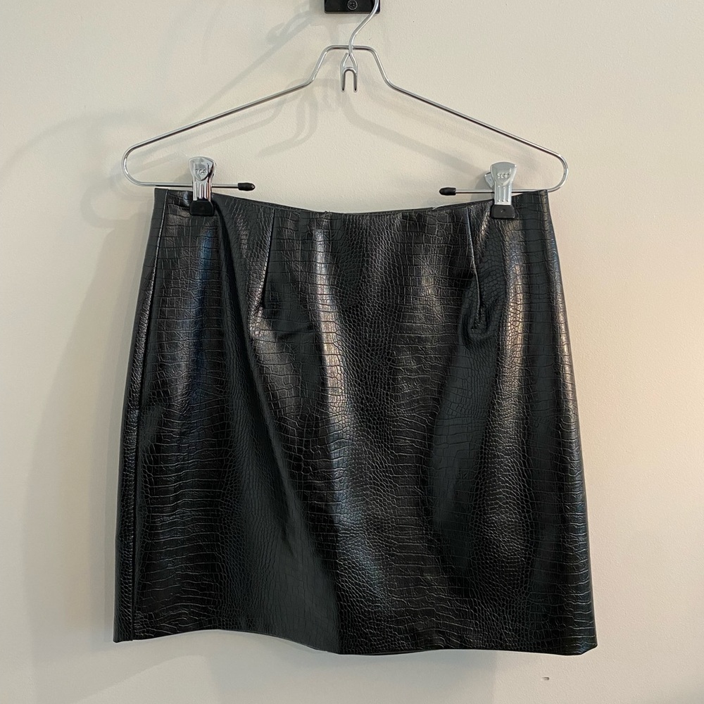 Black Lilla Crocodile Mini Skirt | Spencer and Ella